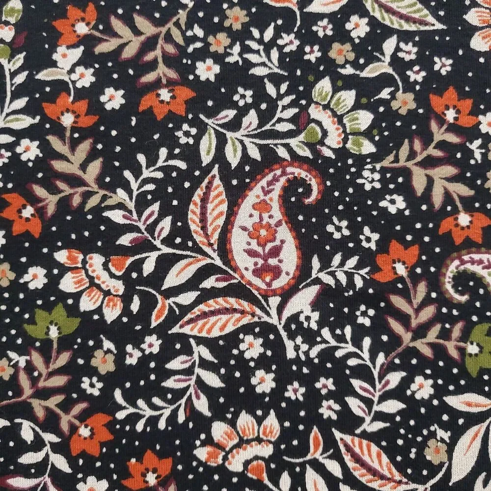 J Jill 100% Pima Cotton Long Sleeve Tee Size S Floral Paisley High Low Crew Neck - Picture 4 of 9